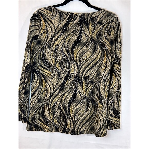 C.L.O.T.H.E.S. Black and Gold lightweight knit top  Size SMALL Metallic accent - Picture 5 of 10